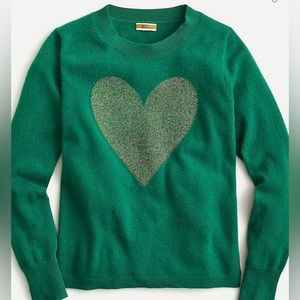 J. Crew Cashmere crewneck sweater with Lurex® metallic heart